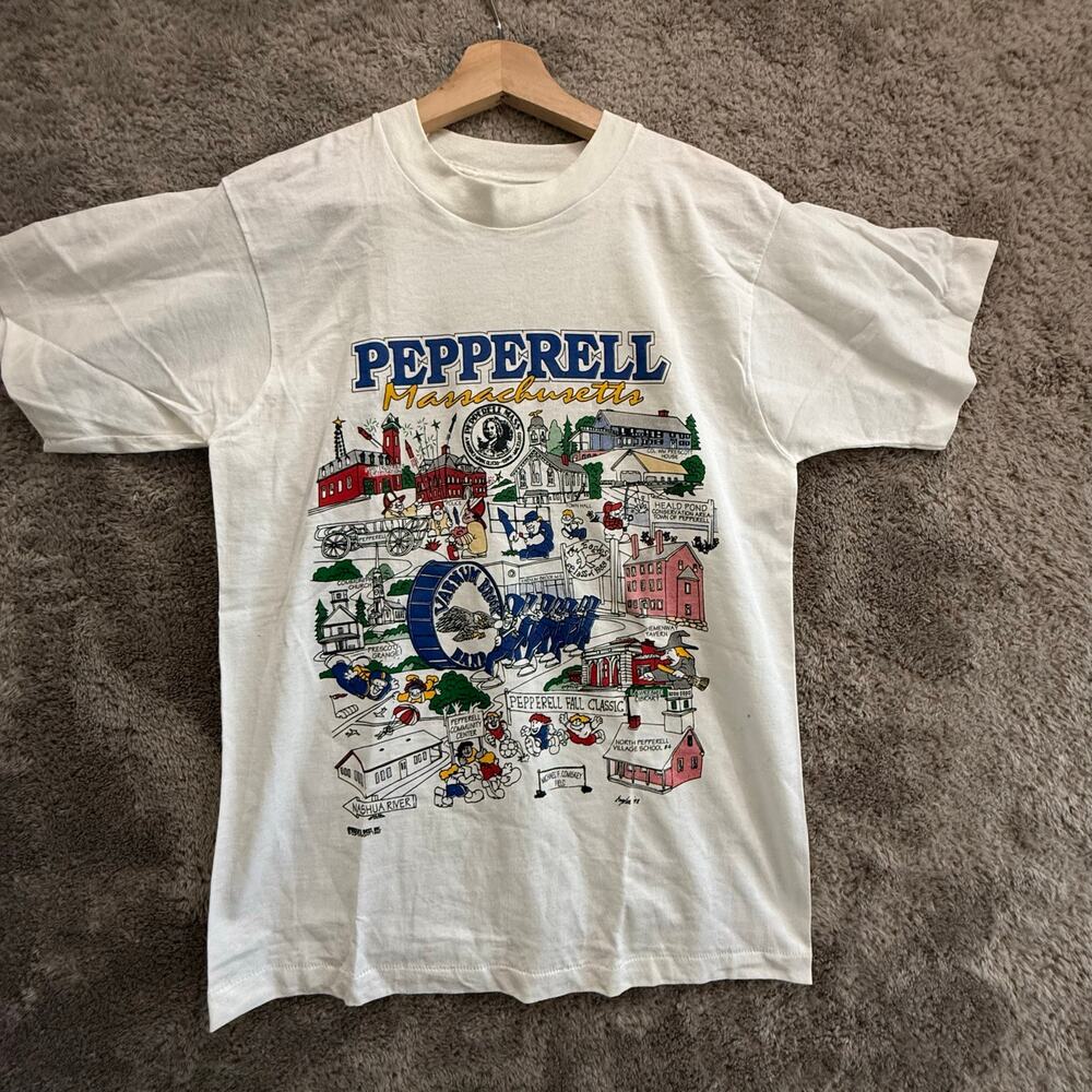 Single Stitch Vintage Pepperell Massachusetts Jim Engler Graphic Tee T Shirt M